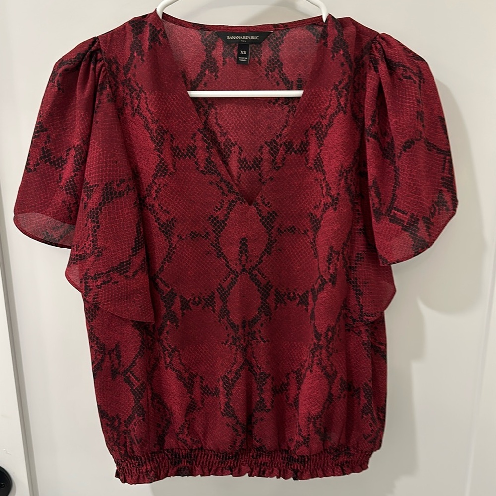 Maroon snake skin print blouse